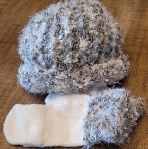 Hat, Open Fingers Fold-over Mittens